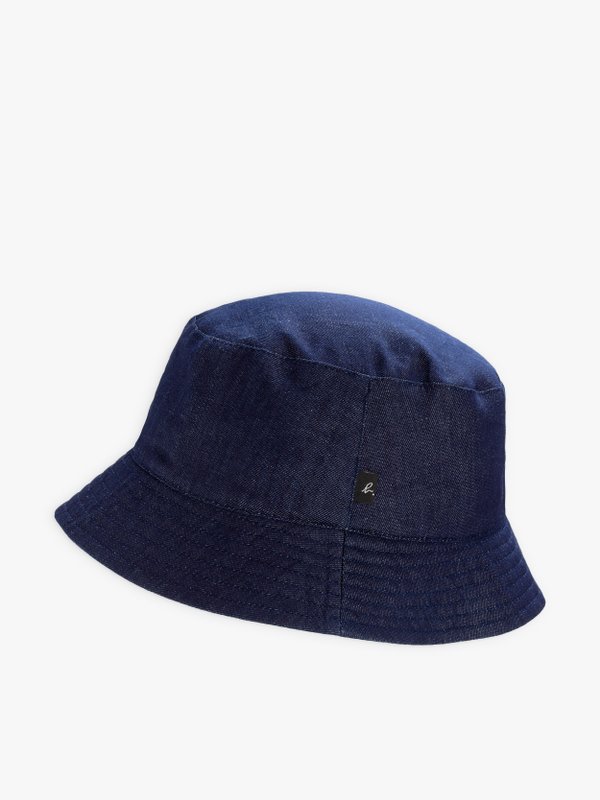 blue cotton and linen denim Fabio bucket hat_1