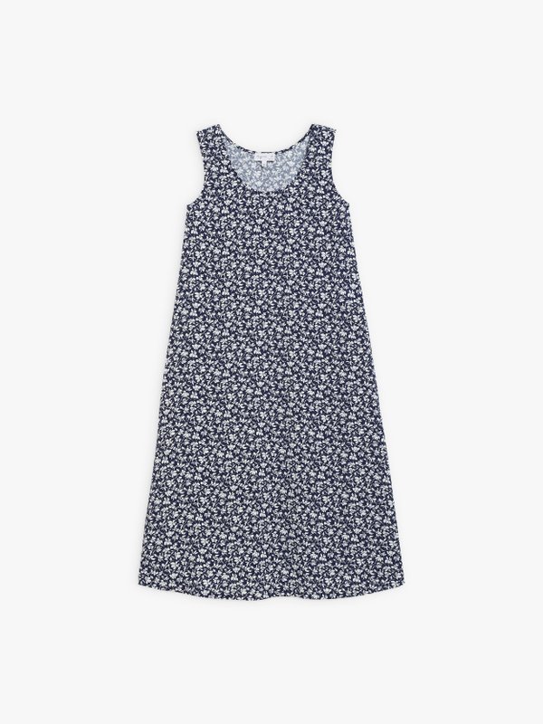 blue and white sleeveless dress with floral print_1