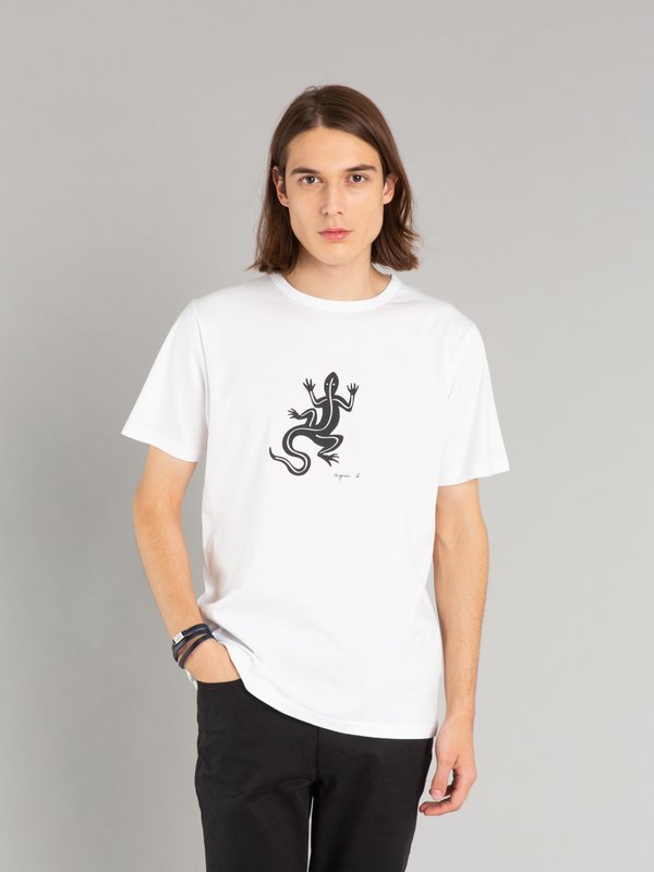 white short sleeves Coulos lizard t-shirt_11