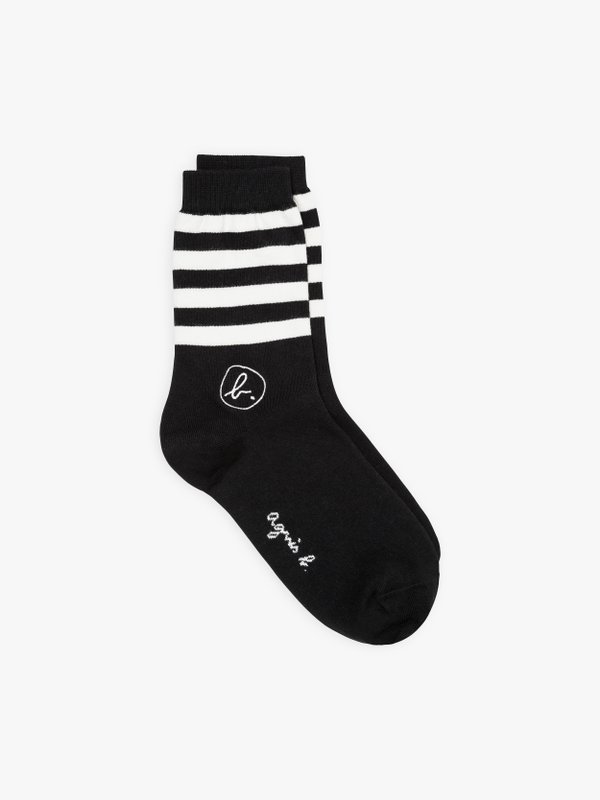 black and white striped logo socks_1