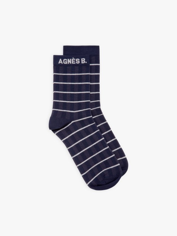 navy blue striped logo socks_1