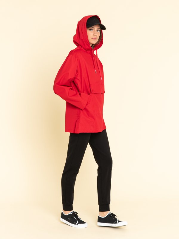 red cotton women hooded jacket_12