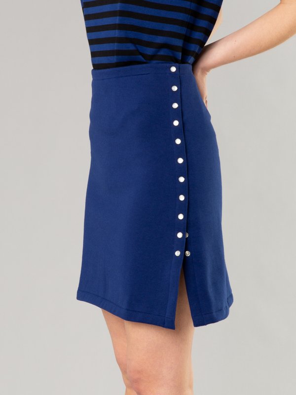 dark blue cotton fleece snap skirt_12
