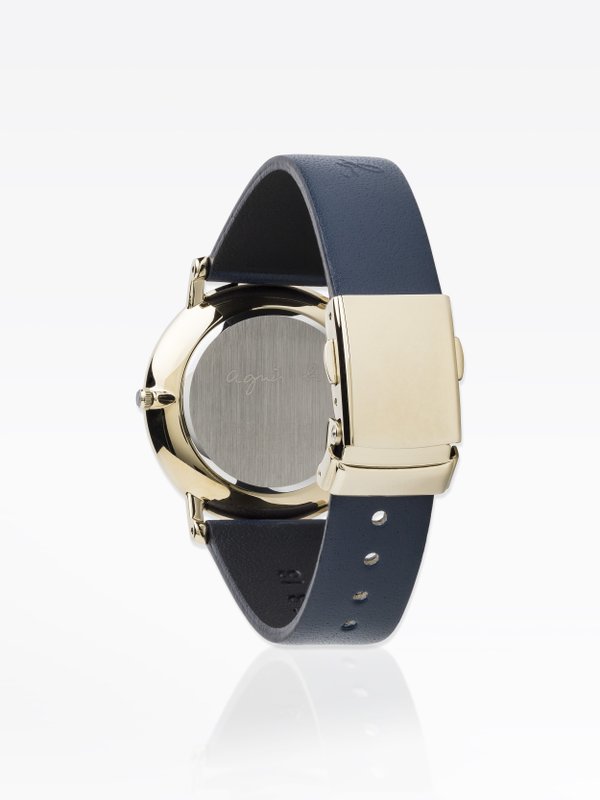 golden metal and leather agnÃ¨s watch_2