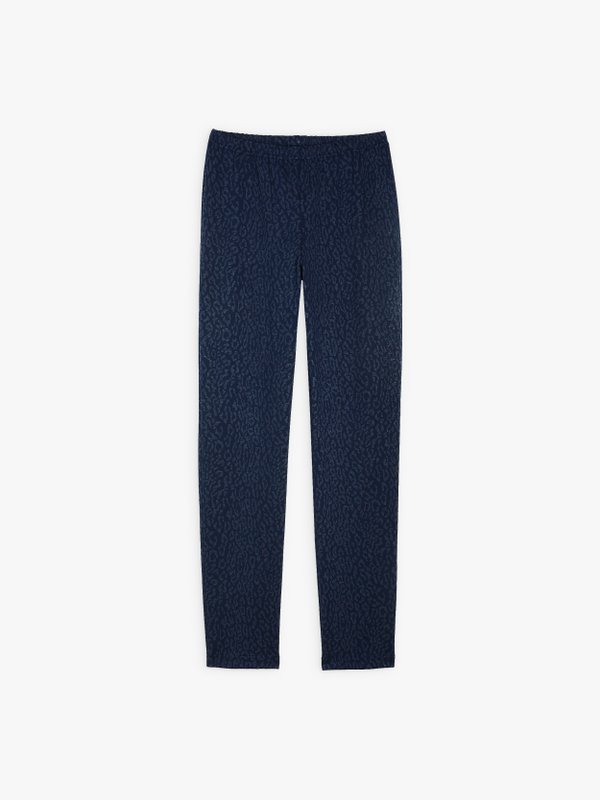 Paola blue stretch leopard-print trousers_1