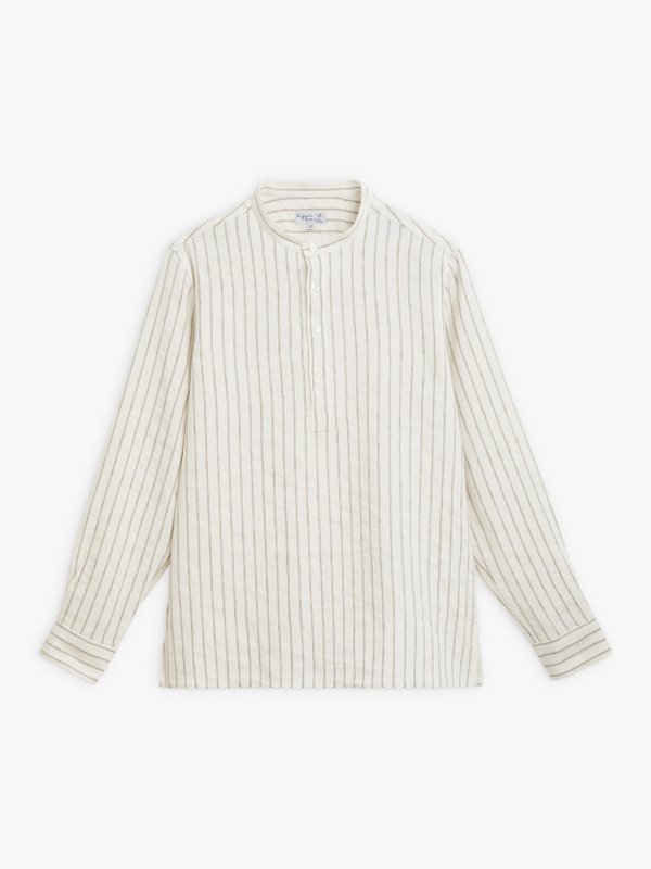 off white and grey-beige striped men tunic shirt_1