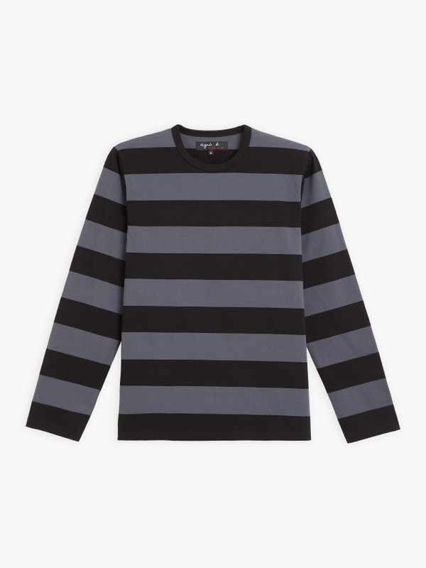 black and anthracite wide striped Coulos t-shirt_1