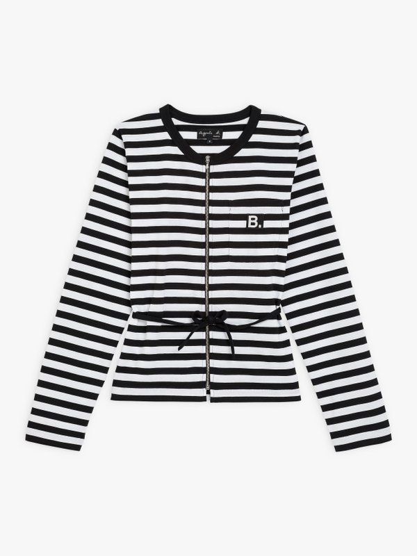 black and white striped Brando Zip t-shirt_1