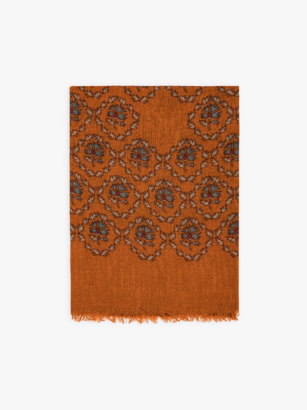 Chandra 100% orange wool scarf_1