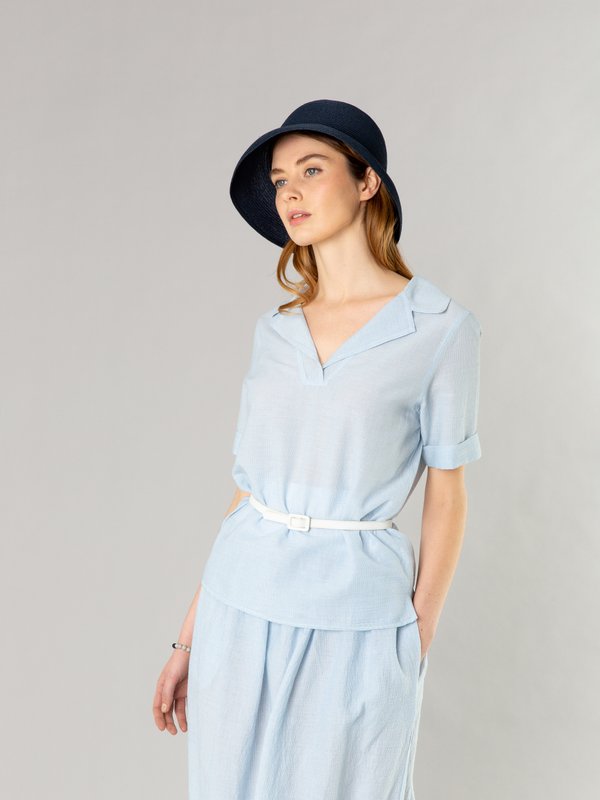 light blue striped cotton crepe EloÃ¯sa skirt_14