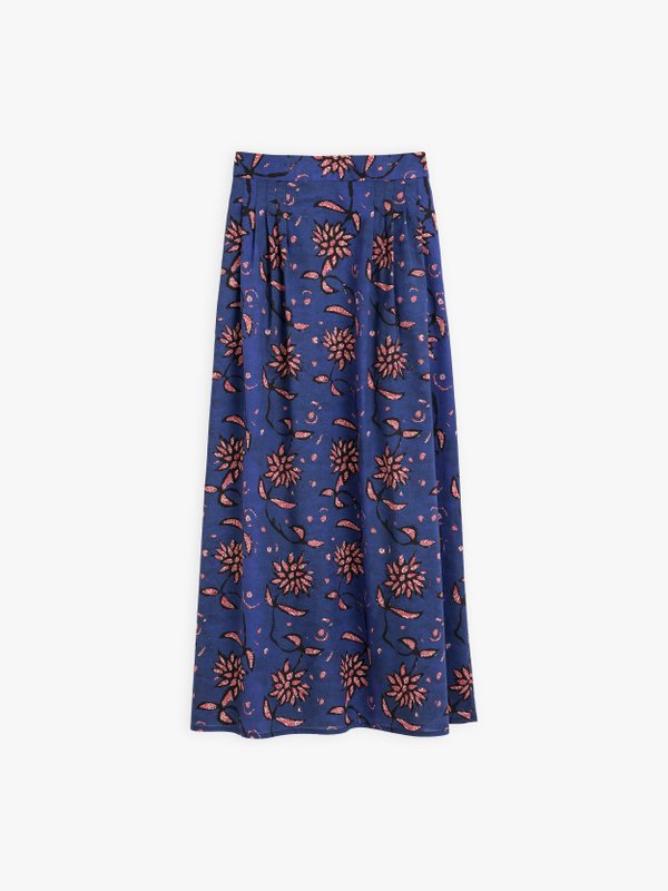 royal blue Mirella skirt with floral print_1
