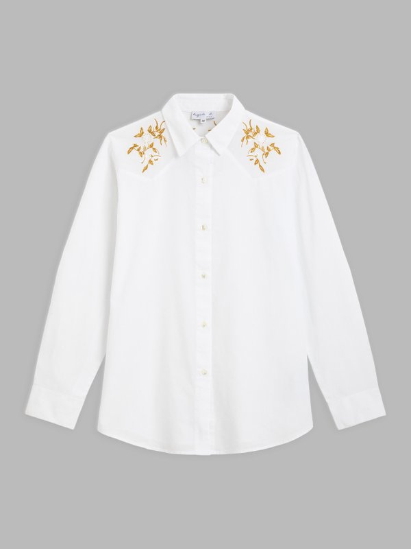 white embroidered Western shirt_1