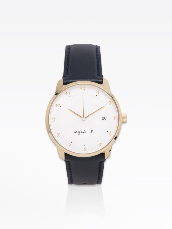 men watch with navy blue leather strap_1