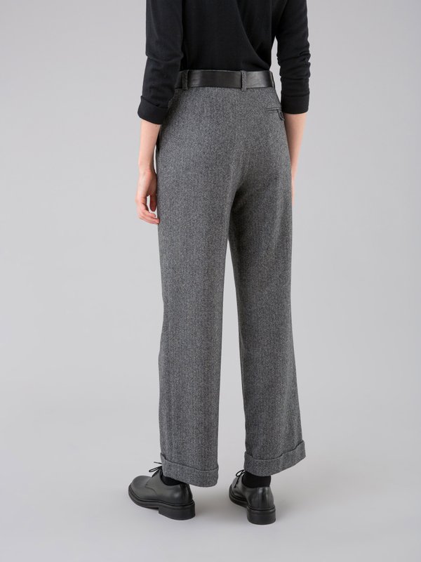 dark grey herringbone wool blend Garçon pants