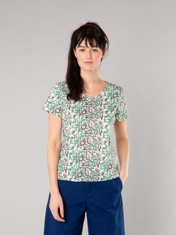 off white and green Soline top with floral print_11