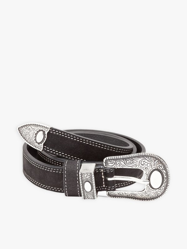 black suede leather wayne belt_1
