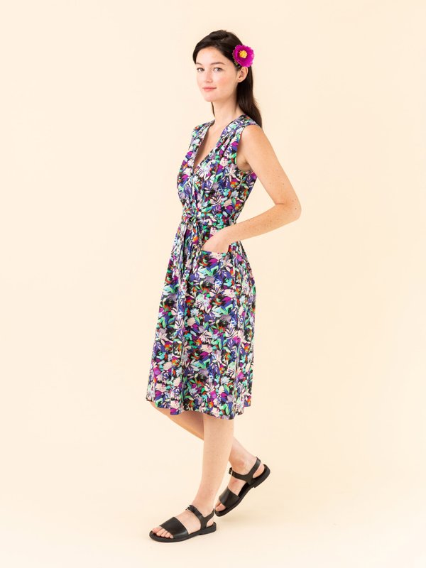 black and turquoise floral print dress_13