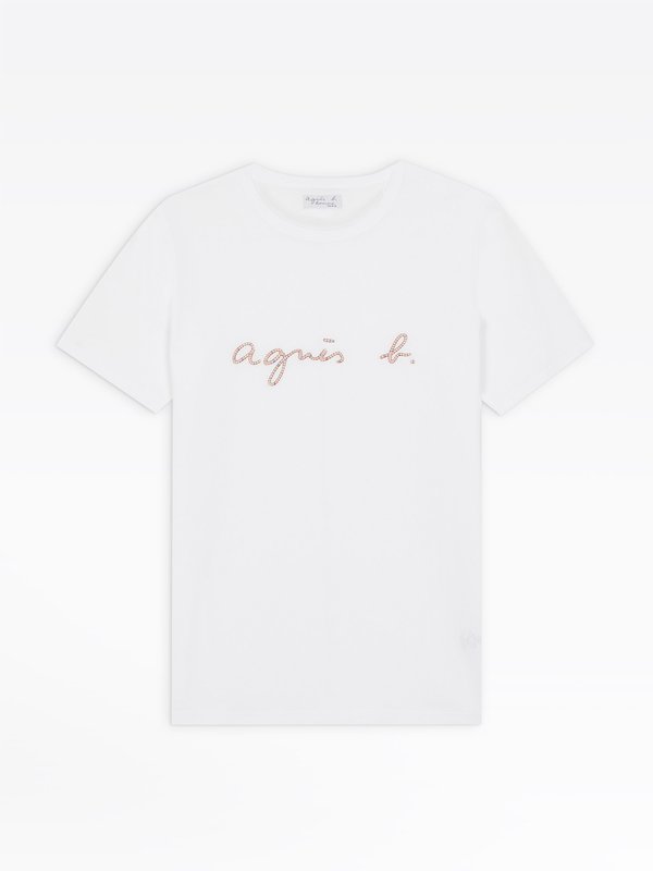 white coulos t-shirt with "agnÃ¨s b." embroidery_1