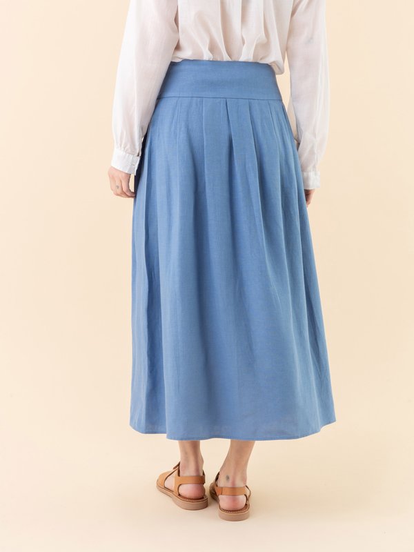 Persian blue linen long skirt_13