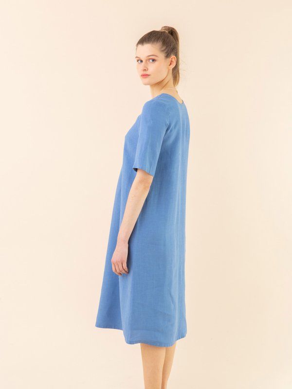 Persian blue linen midi dress_14