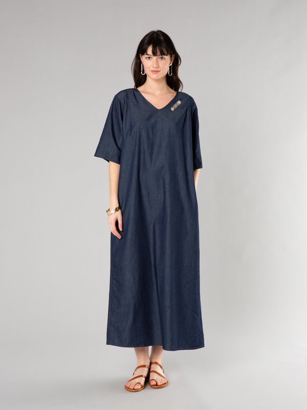 dark blue lightweight denim long dress_11