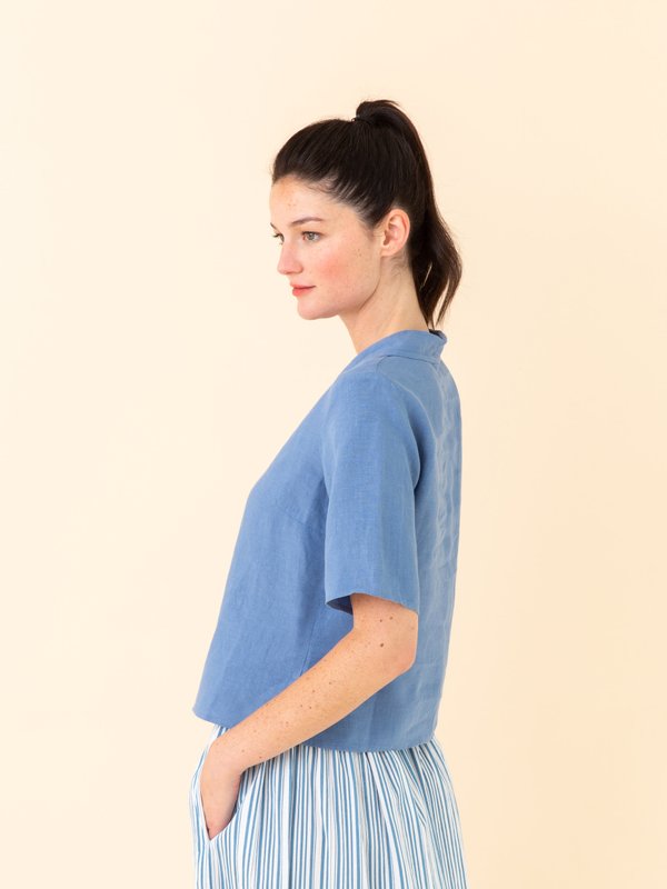 Persian blue linen Lysette shirt_14