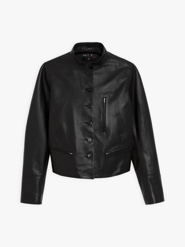 black lamb leather Tambourin jacket_1