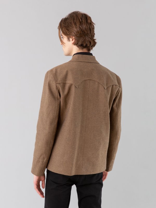 brown cotton twill Western jacket_14