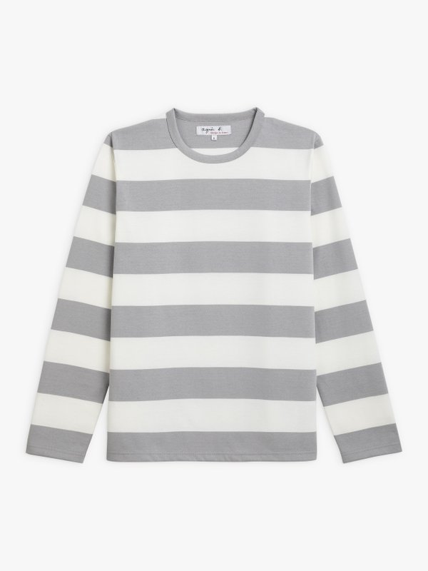 white and grey wide striped Coulos t-shirt_1