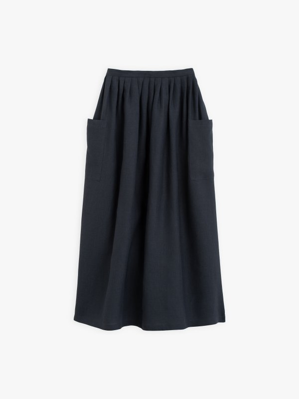 dark grey linen Telma long skirt_1