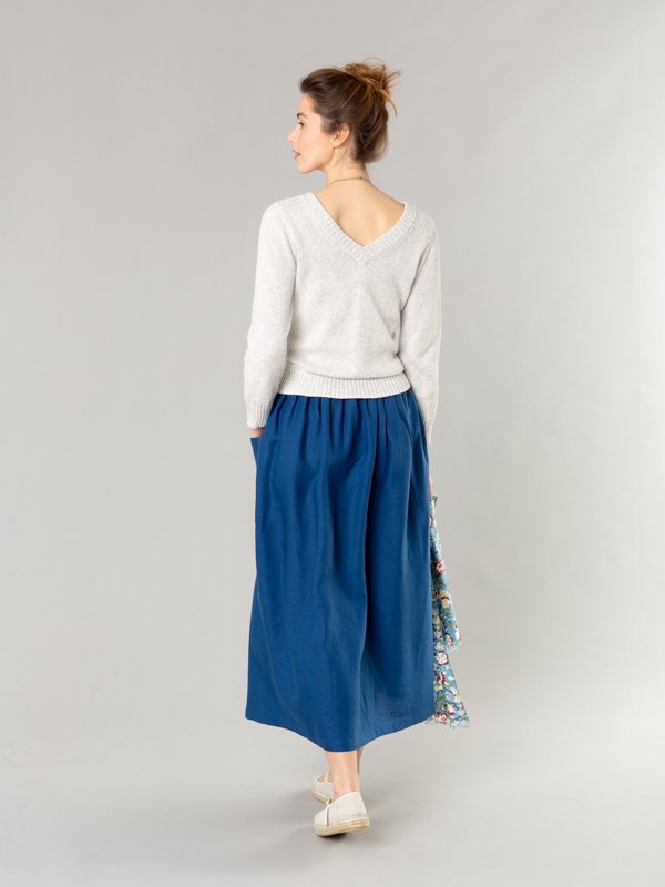 blue linen Telma long skirt_13