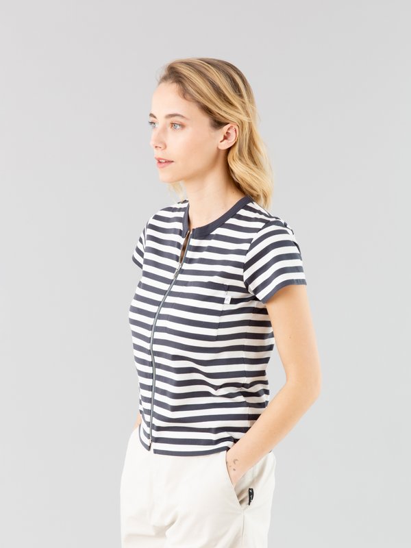 grey and off white striped Brando Zip t-shirt_13