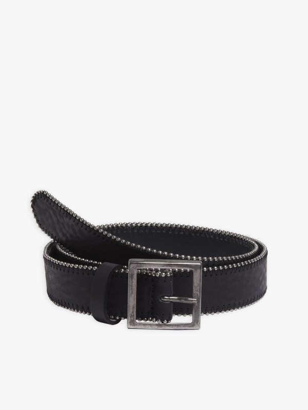 black leather belt with metal beads_1