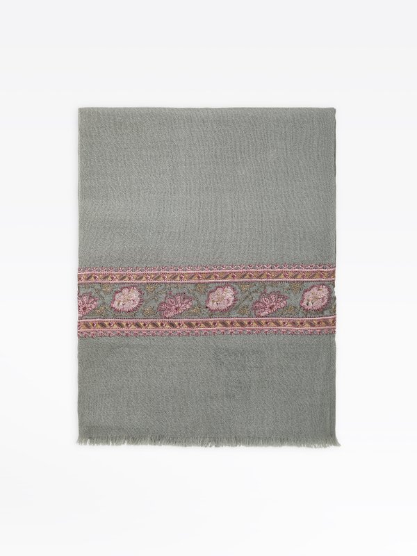 grey blue wool Aude scarf with embroidery_1