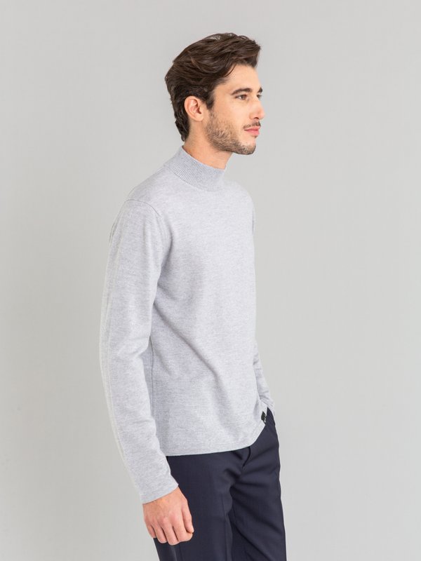 heather grey merino wool Panama jumper_13