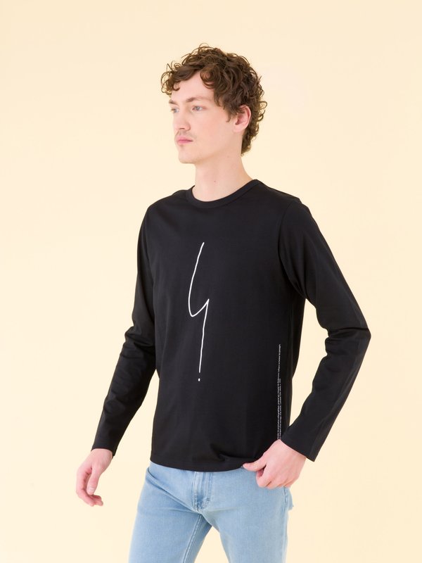 black long sleeves Coulos "irony mark" t-shirt_12