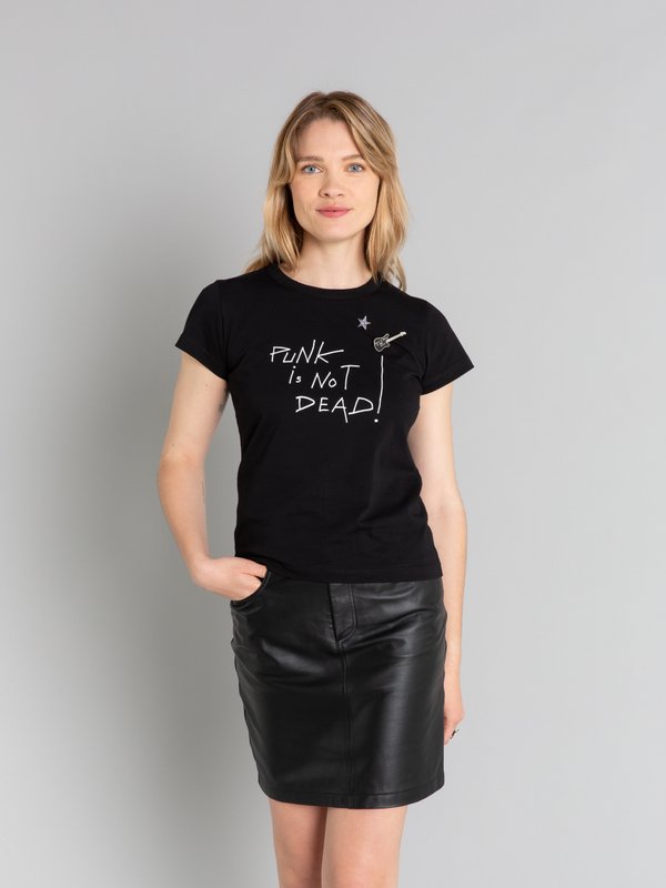 black "punk is not dead!" message brando t-shirt_13