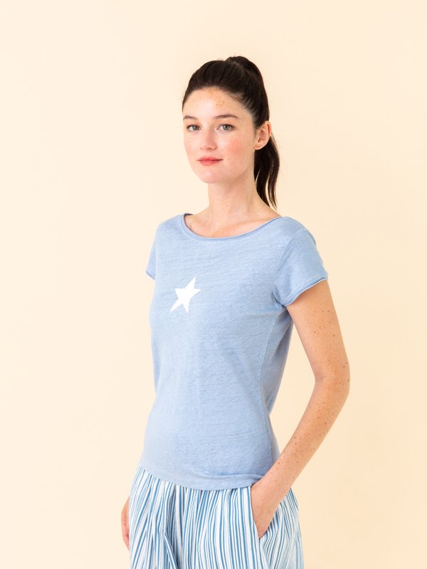 pastel blue linen Australie star t-shirt_13