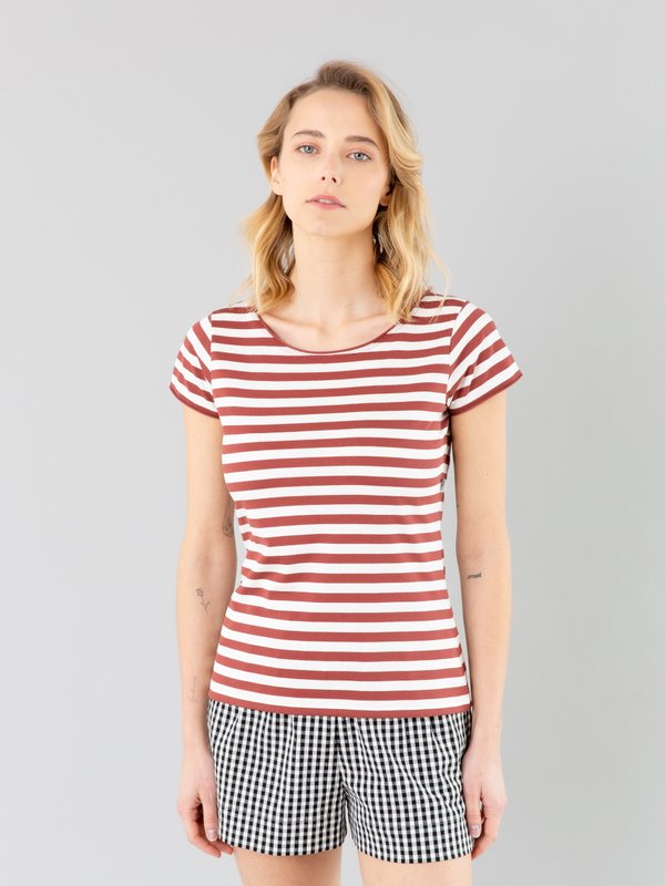 mahogany and off white Australie t-shirt with stripes_15