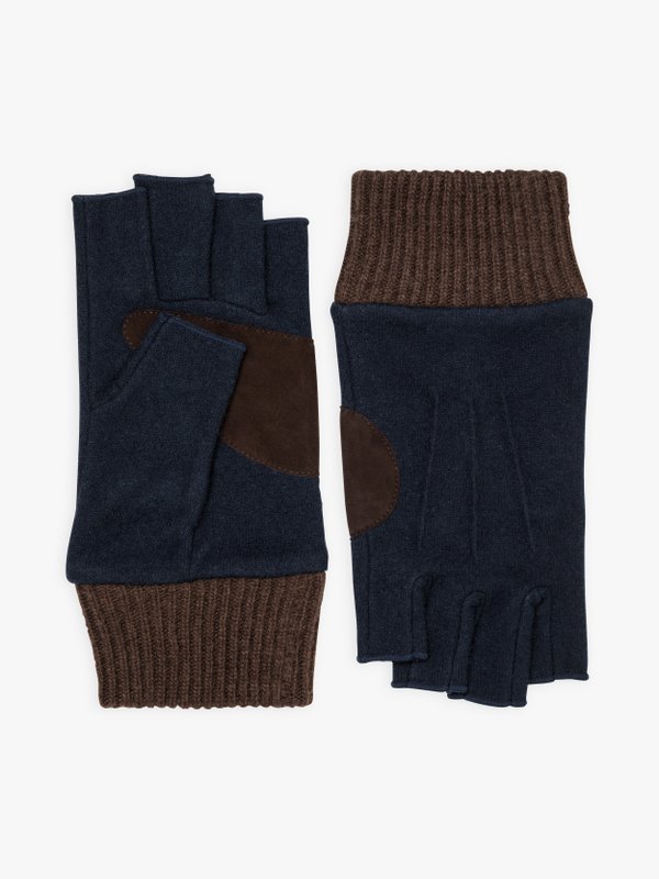 night blue wool and leather Eddy fingerless gloves_1