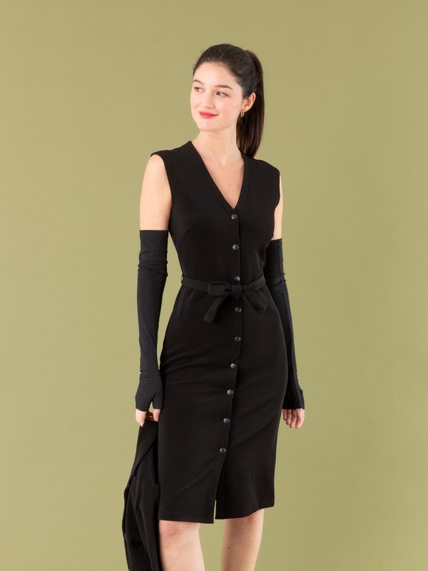 black ottoman Chat snap dress_12