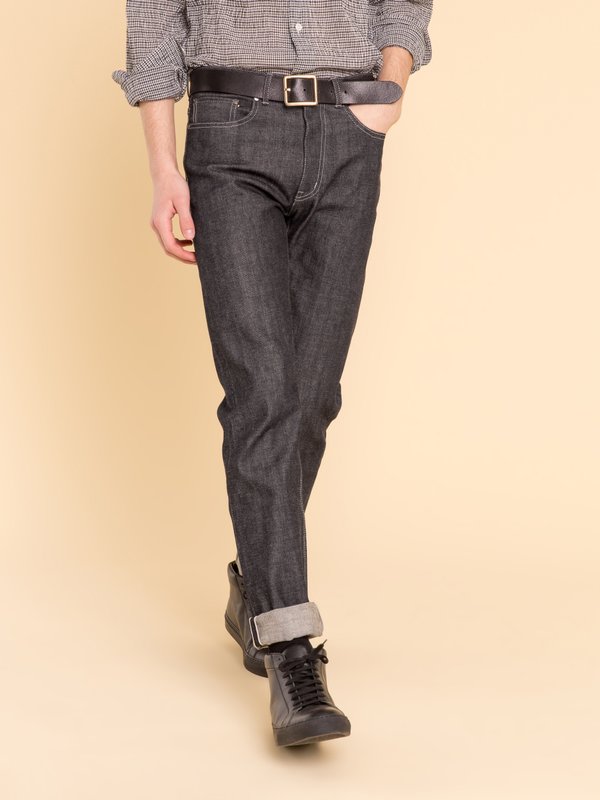 #1 men slim selvedge blue jeans_13