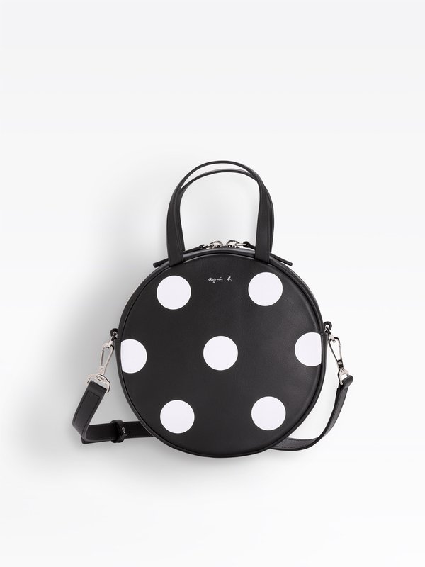 black round polka dots leather shoulder bag_1