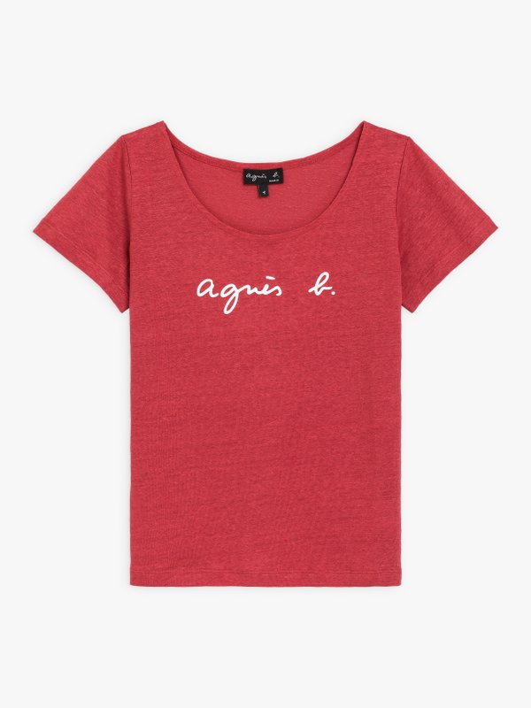 poppy red linen "agnÃ¨s b." Tasmanie t-shirt_1